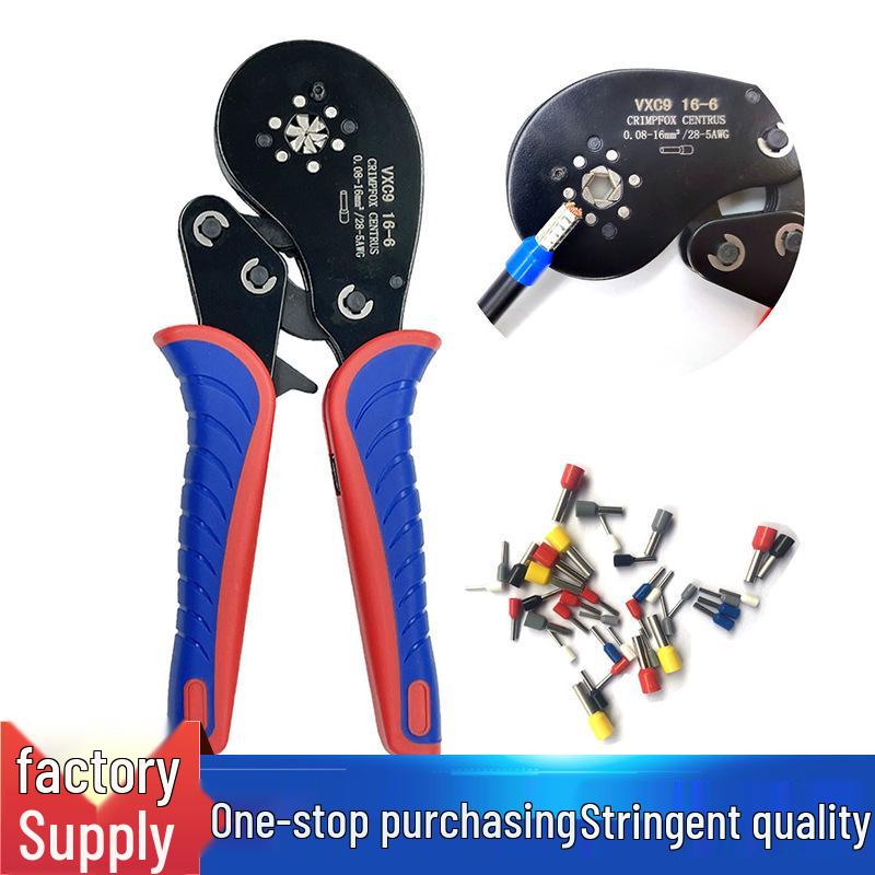 Набор обжимных клещей для проволочных клемм VXC9 16-6 - Тип штыревой, Европейский обжимник для трубчатых клемм