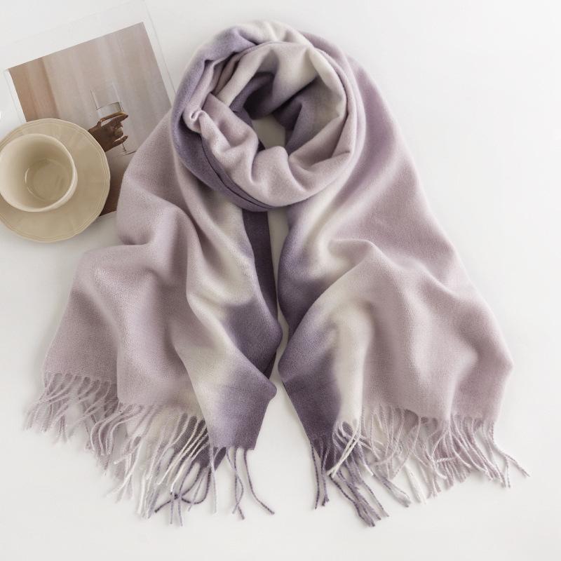 Gradient Scarf for Women with A High-end Feel New Autumn and Winter Shawl Imitation Cashmere Warm Scarf