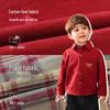 LUSON Baby Boy's Red Cotton Long-Sleeve Festive Shirt