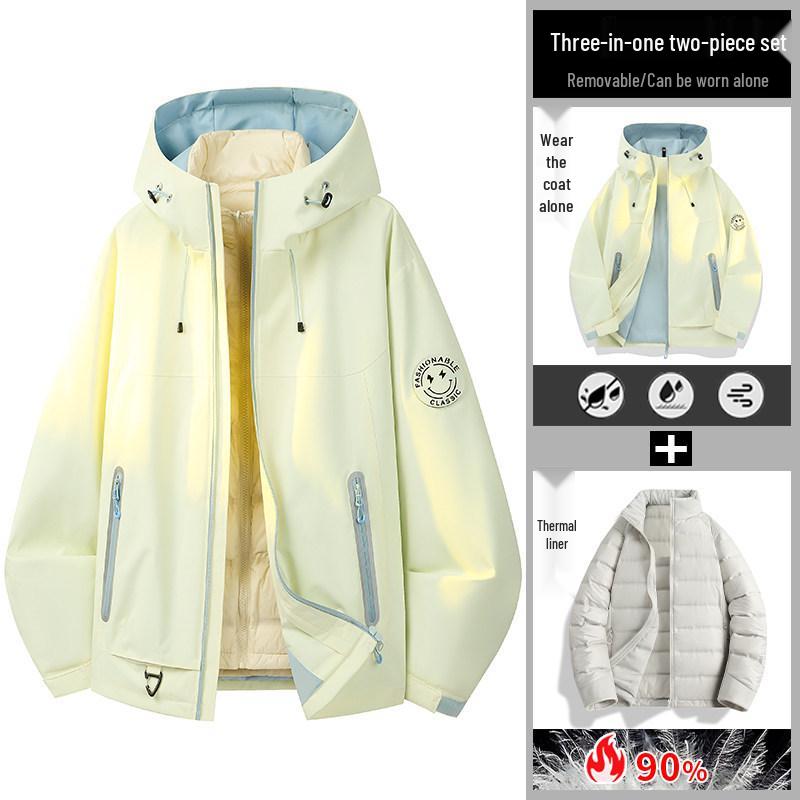 Женская куртка 3-в-1 Soft Shell: Раздельная верхняя одежда из двух частей для зимнего катания на лыжах, альпинизма и ветрозащитных активных мероприятий на свежем воздухе.