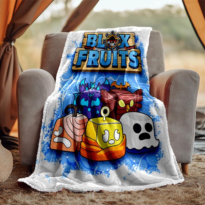 Blox Fruit Flannel Blanket Soft Warm All-Season Throw, Design for Camping, Car Travel, Hiking Sofa, Bed, Office Perfect Gift for Parties