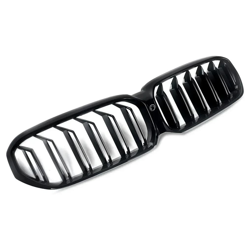 For 2021-2023 BMW G30 G31 530i 540i Dual Slats Front Kidney Grille Gloss Black
