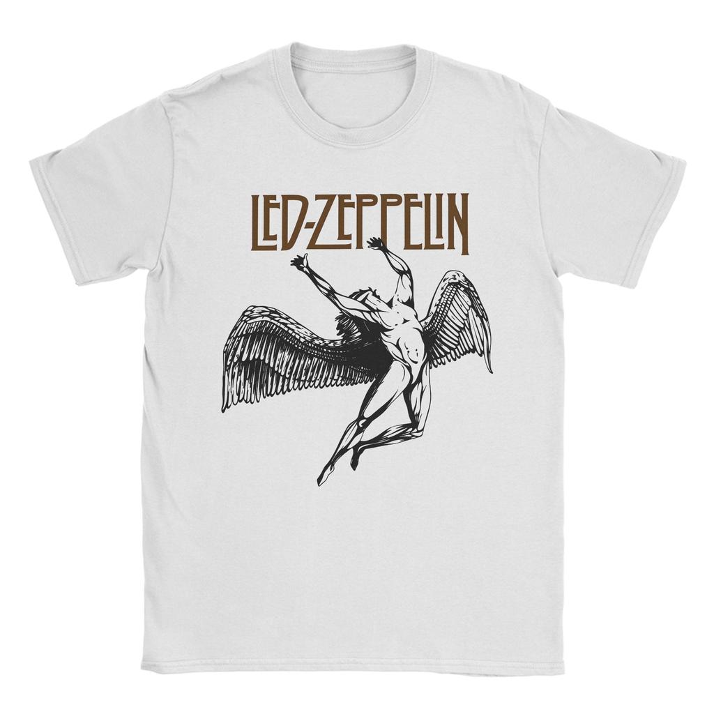 Rock band Led Zeppelins falling angel Awesome 100 Cotton Tees Short Sleeve T Shirts Crew Neck Tops Graphic Printed