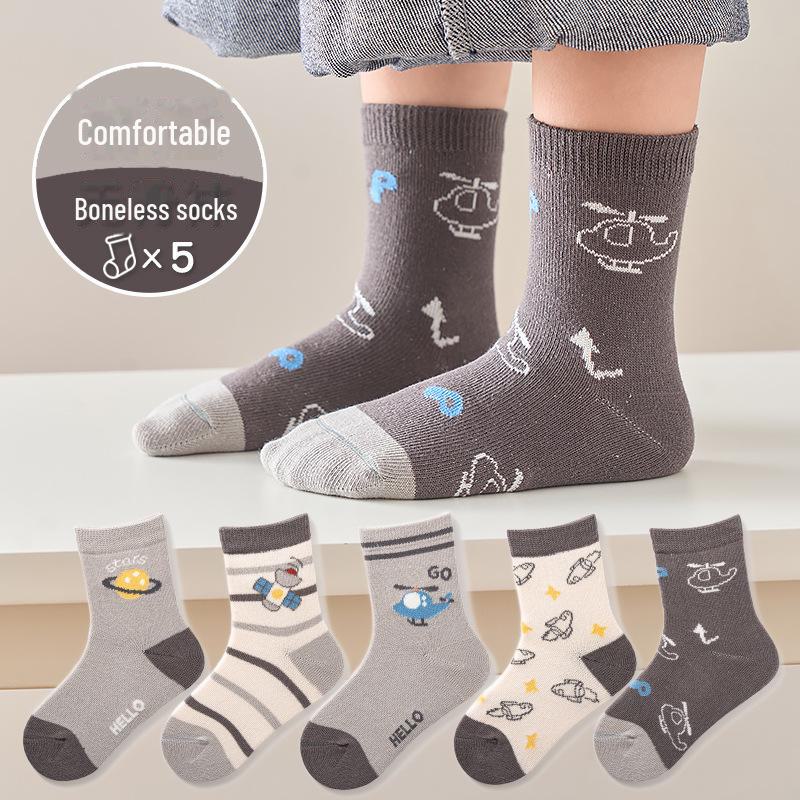 Детские носки средней длины: Дышащий, впитывающий пот, полиэстеровый хлопок для мальчиков и девочек, идеально подходит для весны, осени и зимы