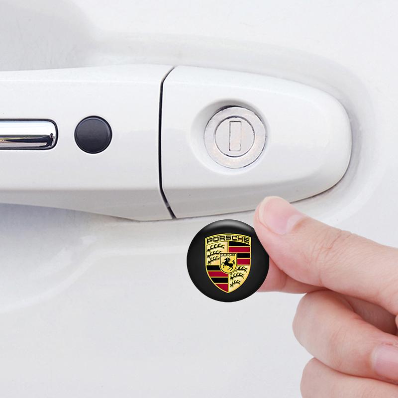 AABKW1 4PCS 20mm Car Door Lock Eye Sticker Protect Against Dirt Stickers For Porsche 911 Cayenne Carrera 928 Panamera Boxster Macan 918