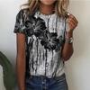 Summer Women 3D Floral Plants Printing T-Shirt Fashion Tops Tees Ladies Casual Short Sleeve Clothing