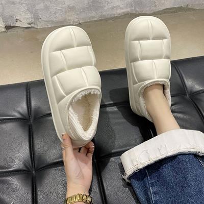 Популярные теплые универсальные трендовые студенческие женские хлопковые тапочки на плоской подошве 2025 зима новая домашняя нескользящая хлопковая обувь женская