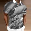 Мужская рубашка поло повседневная на молнии с коротким рукавом модная повседневная на молнии летняя весенняя рубашка стандартного кроя с 3D-принтом