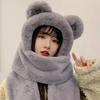 Women's Plush Bear Hooded Scarf & Hat Set
