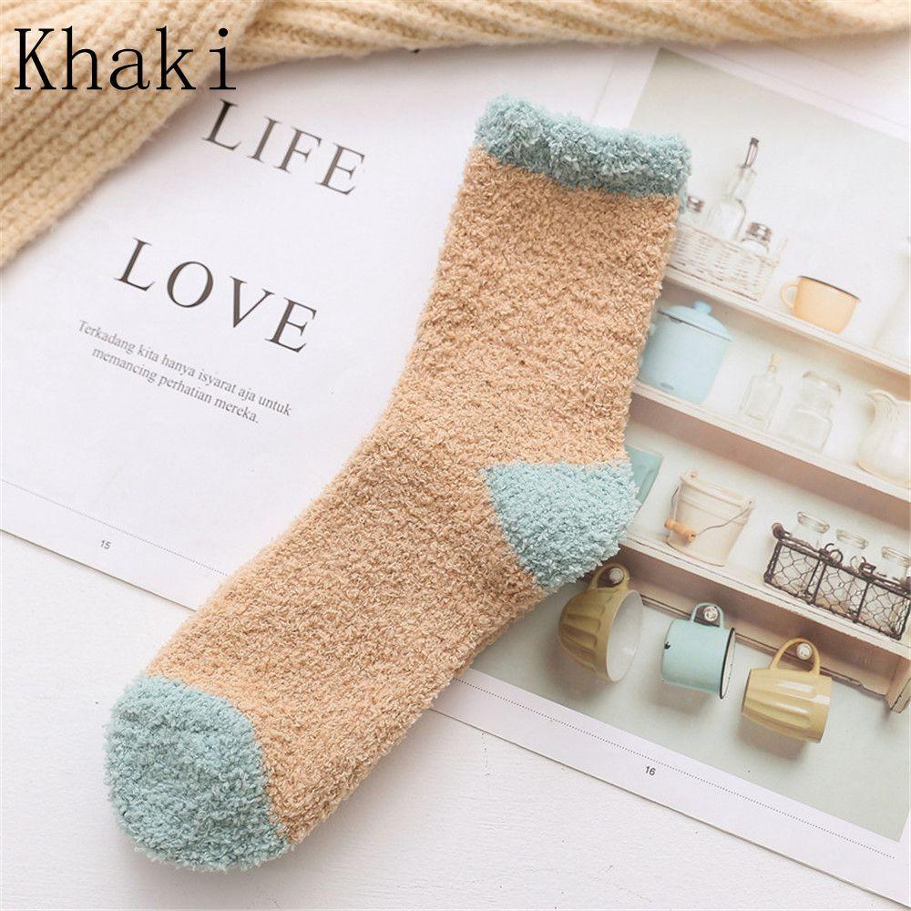 Candy Colors Sleep Bed Sock Winter Warm Coral velvet socks Soft Cashmere Sox Thickening