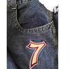 Mens Loose Fit Straight Leg Denim Jeans With Hip Hop Rock Print Casual Wear