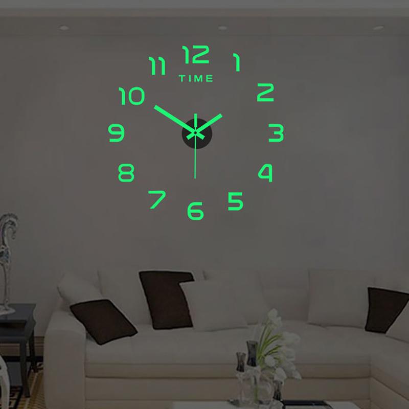 Часы для украшения спальни, большие настенные часы 2D, гостиная, большой сад, акриловое зеркало, наклейка, украшение, искусство, декор, часы, цифровые