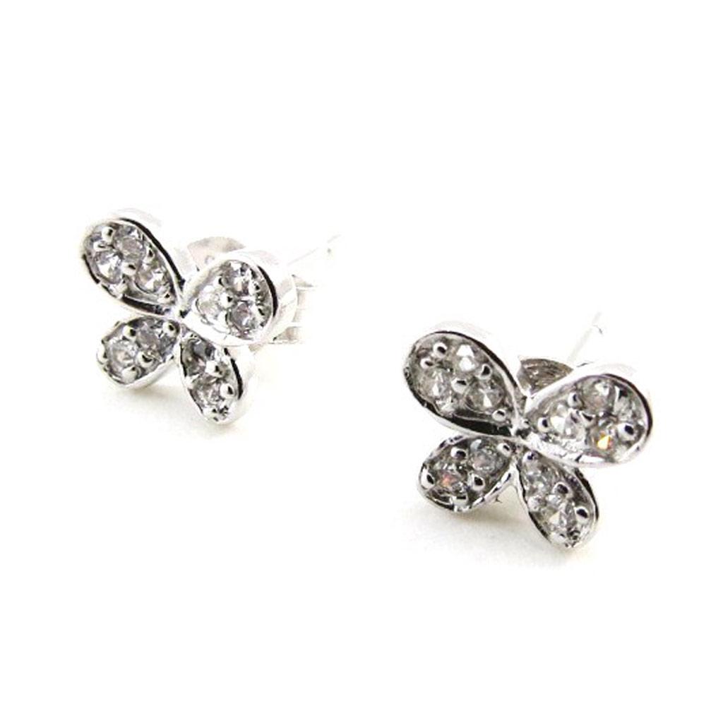 Les Trésors De Lily [I9836] - White 'Butterflies' Silver Earrings