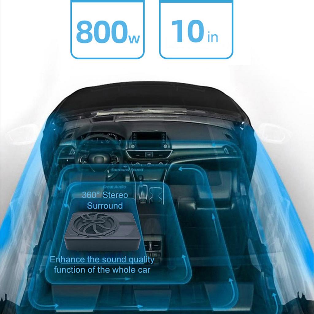 10-дюймовый 800 Вт автомобильный сабвуфер под сиденье высокой мощности активный сабвуферный динамик со встроенным усилителем и регулятором громкости