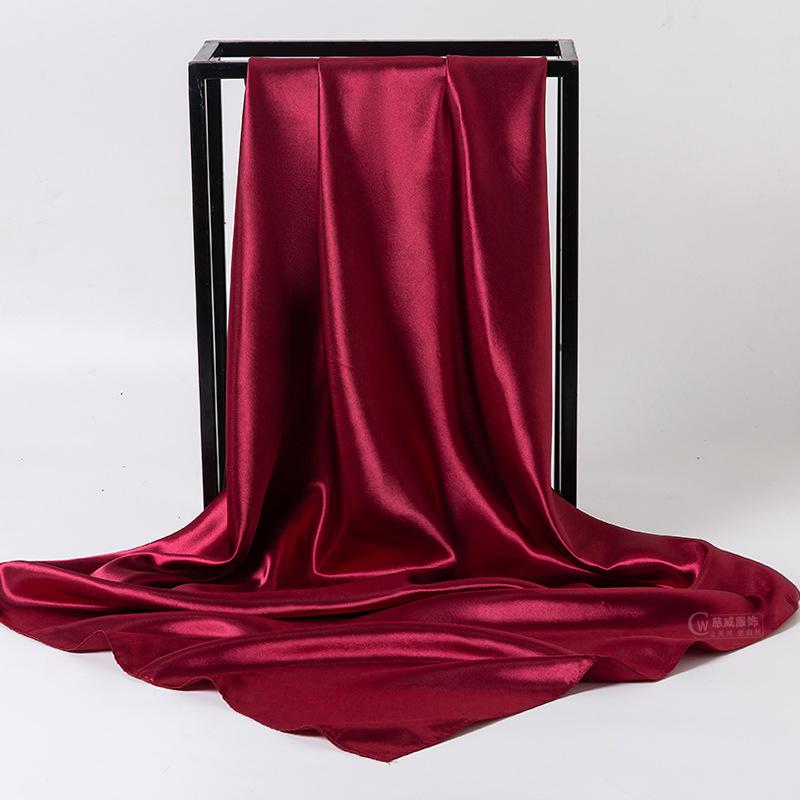 Элегантный квадратный шарф из атласного шелка для женщин - 90x90 см Монохромный аксессуар для весны и осени