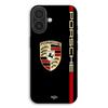 Phone Case - MANIACASE - iPhone 17 - Silicone TPU - Flexible - Red and Gold PORSCHE Logo
