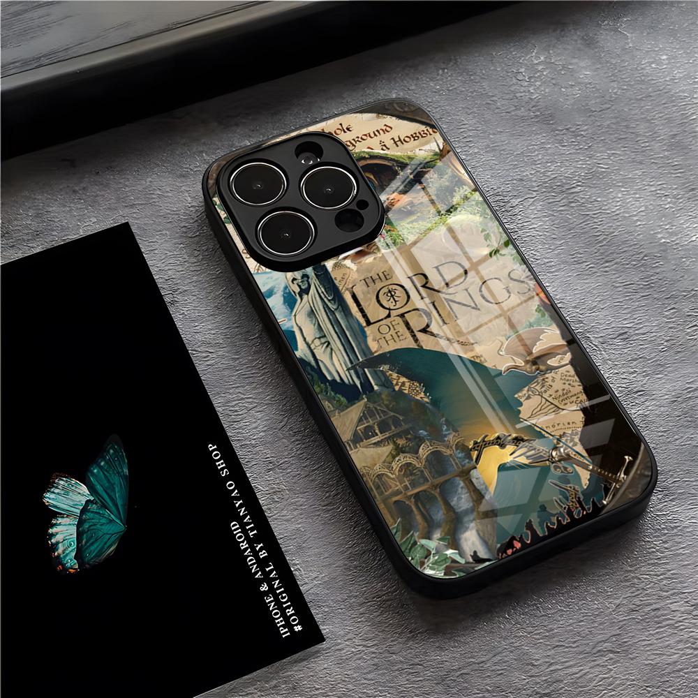 T-The L-Лорд Колец Чехол Для Телефона Для IPhone 17 Pro Max 15 Pro 16 14 Plus 12 13 Mini 11 Pro Ударопрочный Стеклянный Чехол