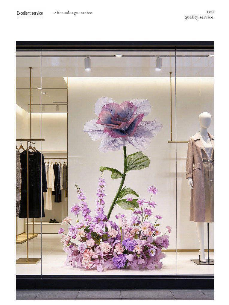 Purple Artificial Flowers for Window Display, Scene Decoration, and Clothing Store Visual Merchandising