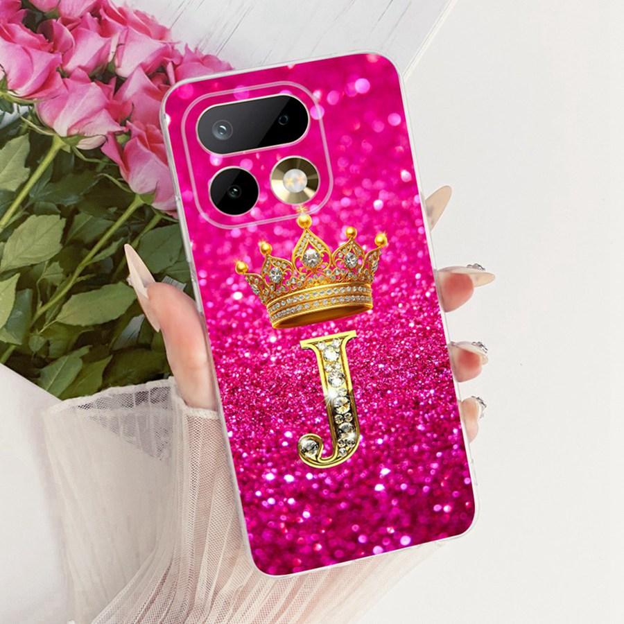 Чехол для Realme 16 Pro Милая Корона Буква Мягкий Черный Силикон ТПУ Задняя Крышка Телефона Для Realme16Pro 16Pro+ Плюс Ударопрочный Чехол