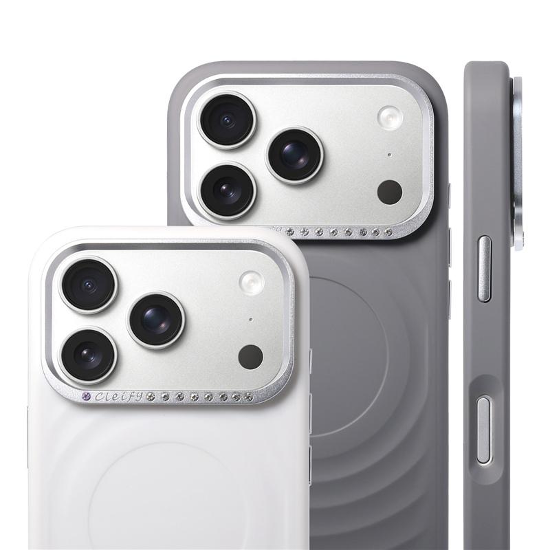 Diamond-studded Corrugated Magnetic Case for iPhone 17Promax 17 17Pro Metal Lens Frame For Magsafe Wireless Charge Cover