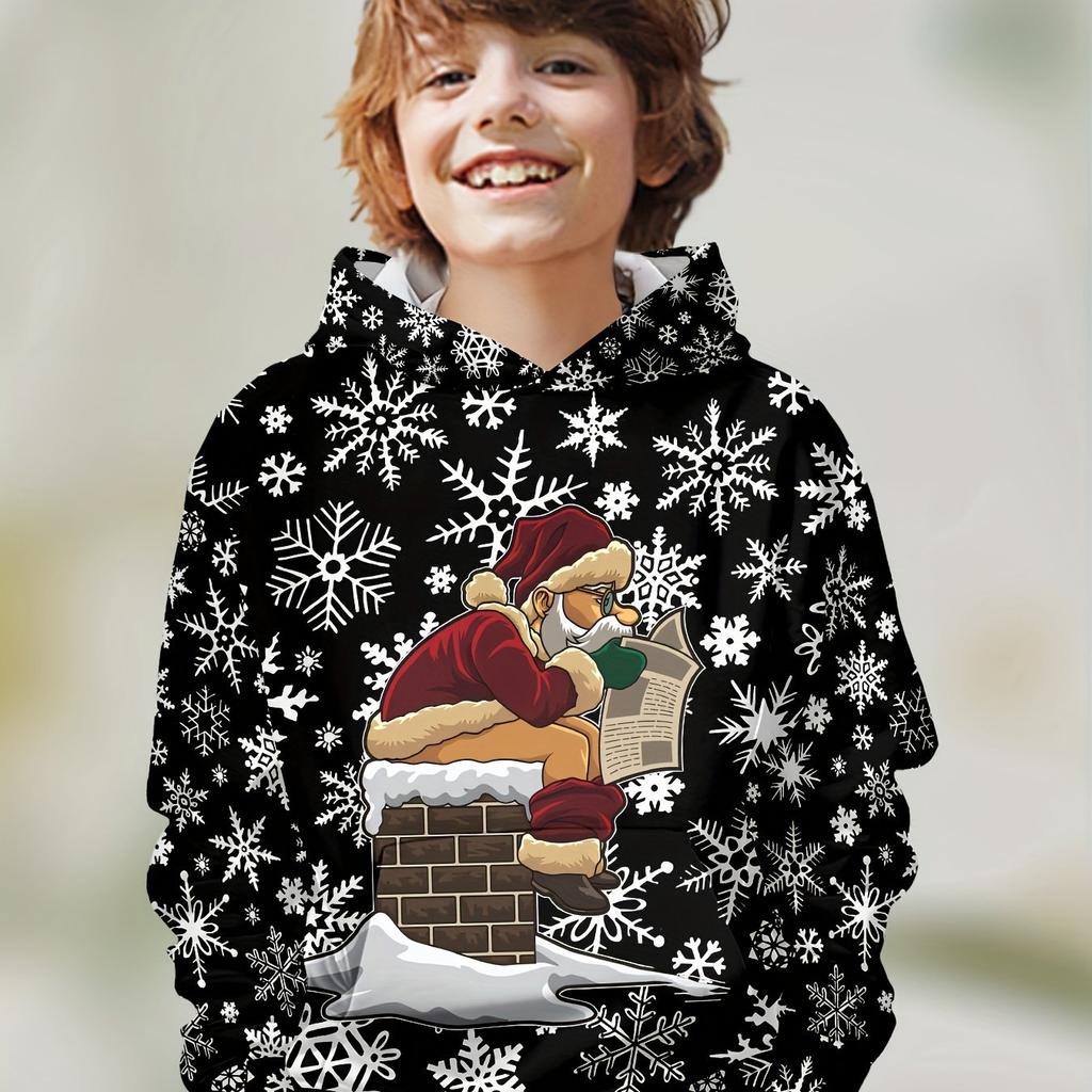 Kids Clothes Boys Hoodies Long Sleeve 3D Christmas Print Festive Atmosphere Girls Clothes Kids Spring Fall Tops Boys Clothing