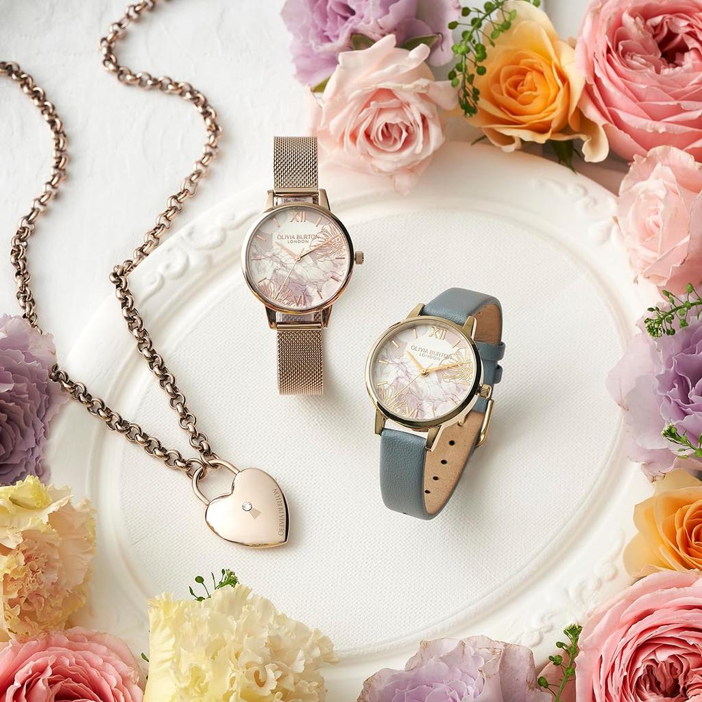 Authorized Dealer Olivia Burton Watch Ladies 24000224 Signature Midi Abstract Floral Rose Gold Mesh [OLIVIA BURTON]
