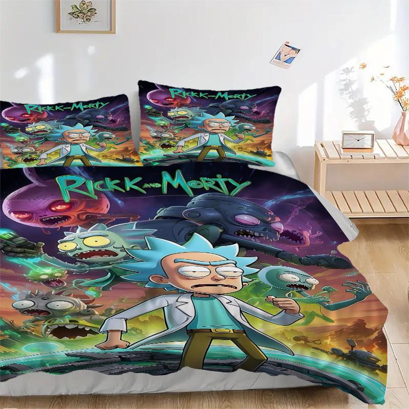 Набор пододеяльников Rick_and_Morty из 3 предметов, 1 пододеяльник + 2 наволочки (Без вкладыша), Уютное постельное белье, Комплект для спальни, Легкий уход, Прочный yy251103082