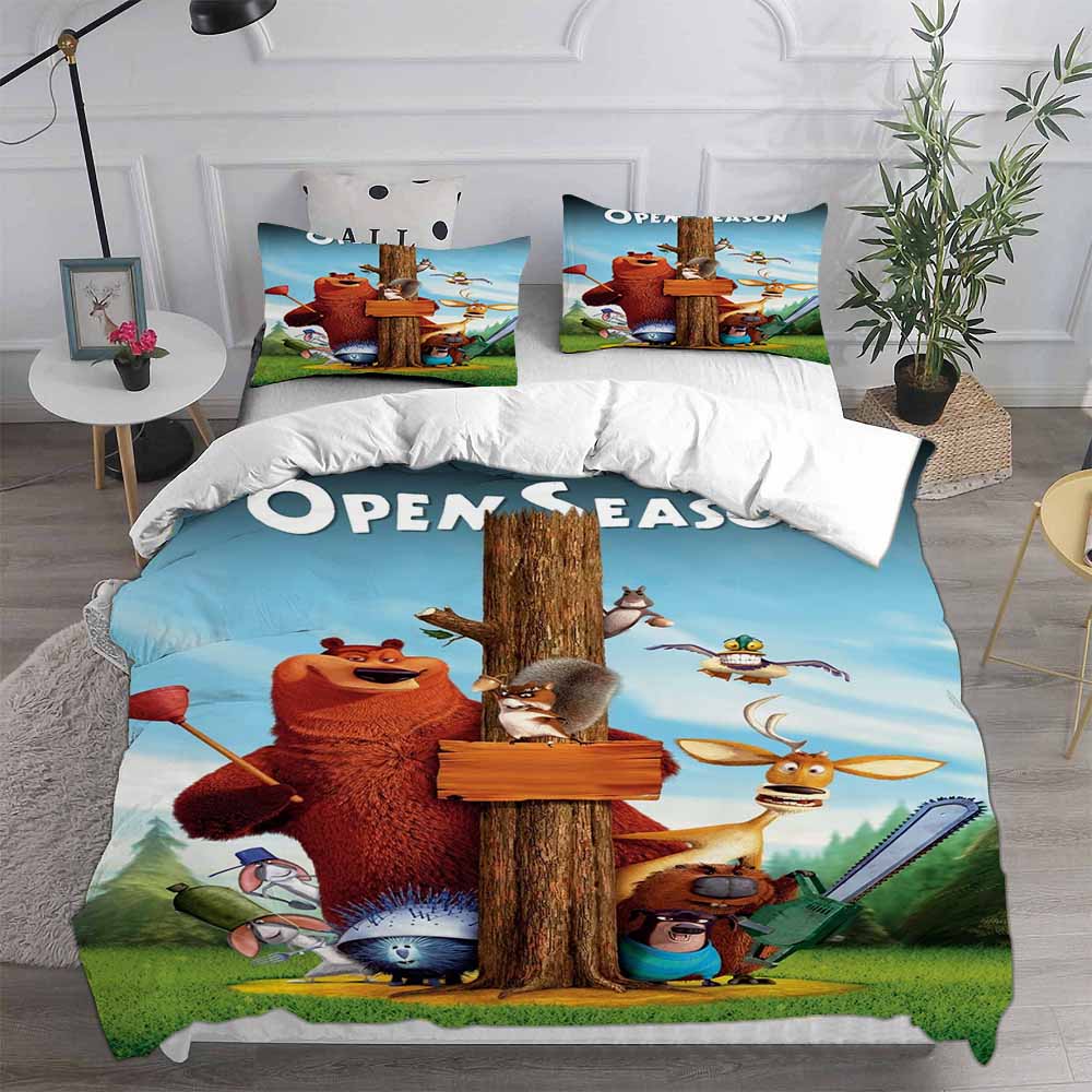 Новые комплекты постельного белья Open Season (европейский размер, односпальный, американский размер, двуспальный): одеяло, пододеяльник, наволочка, 2-3 предмета (детский и взрослый размеры).