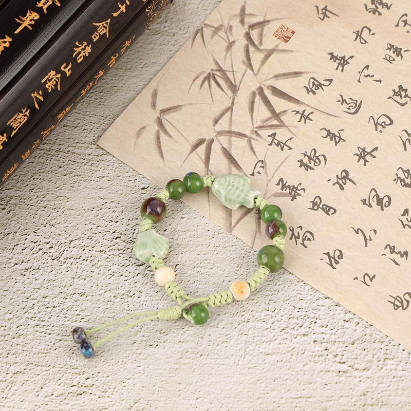 Милый мультяшный плетеный керамический браслет ручной работы для женщин и девочек, универсальный персонализированный керамический браслет с бусинами, регулируемый, подарки