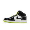 Air Jordan 1 Mid SE Grade School 'Black Cyber' (Unisex) Black / Cyber-White-Mystic Green Kids' Basketball Shoes BQ6931 003