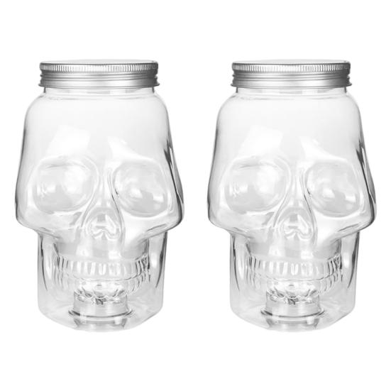 Банка для консервирования в форме черепа с крышкой, пищевая, без BPA, большая емкость, герметичная, многоразовая, держатель для напитков на Хэллоуин