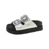 Summer New Casual Flip-flops Square Buckle Diamond Double with Thick Bottom Beach Sandals Women Wear Slippers P735
