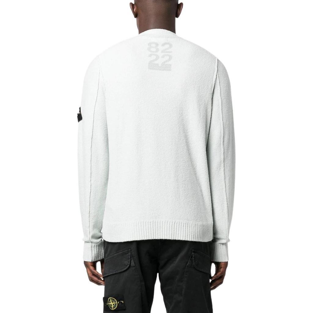 STONE ISLAND FW22 Однотонный трикотажный пуловер с круглым вырезом и логотипом Мужской свитер Розовый Восковой-Голубой 7715570QA-V0061