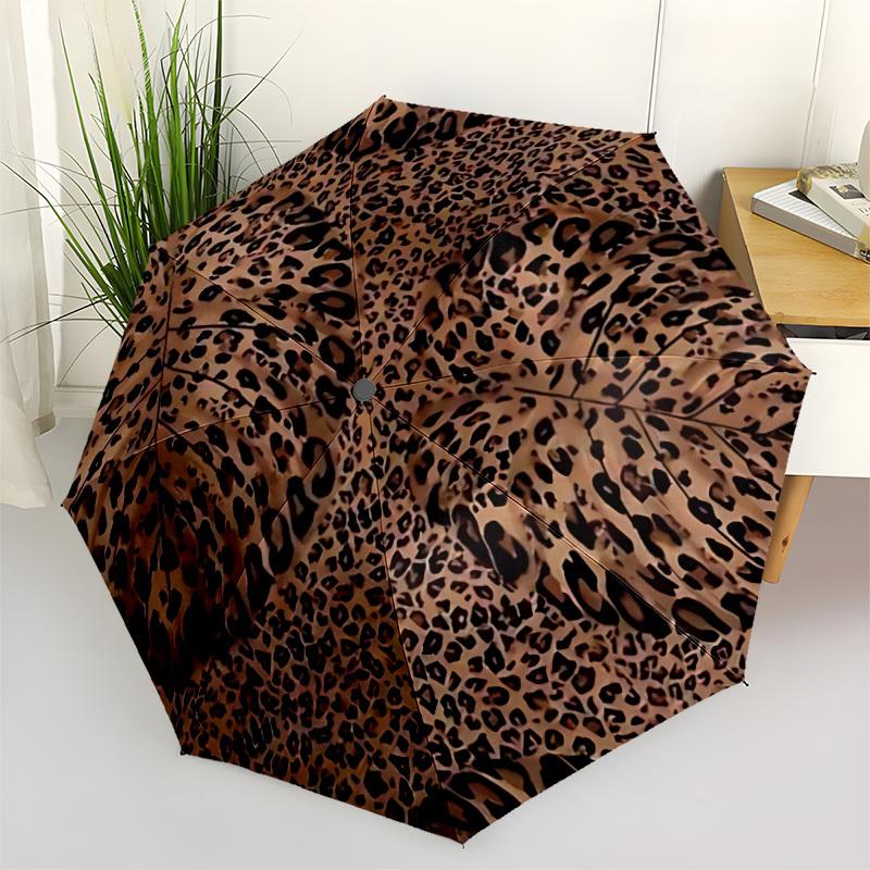 1pc Leopard Print Automatic Open/Close Umbrella, Portable Folding Umbrella, Compact Travel Umbrella for084