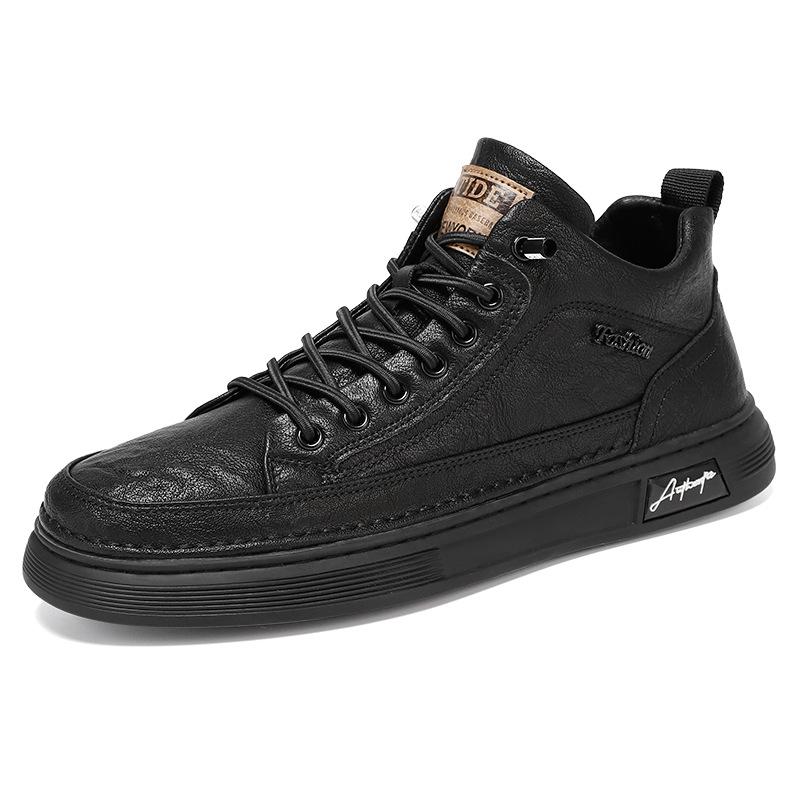 Весенняя мужская обувь новая дышащая нескользящая обувь для повара мужская трендовая универсальная черная кожаная обувь рабочая обувь повседневная обувь на доске