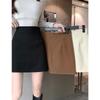 Solid Color Woolen Skirt for Women In Autumn and Winter New A-line Short High-waist Straight Arm Wrap Skirt
