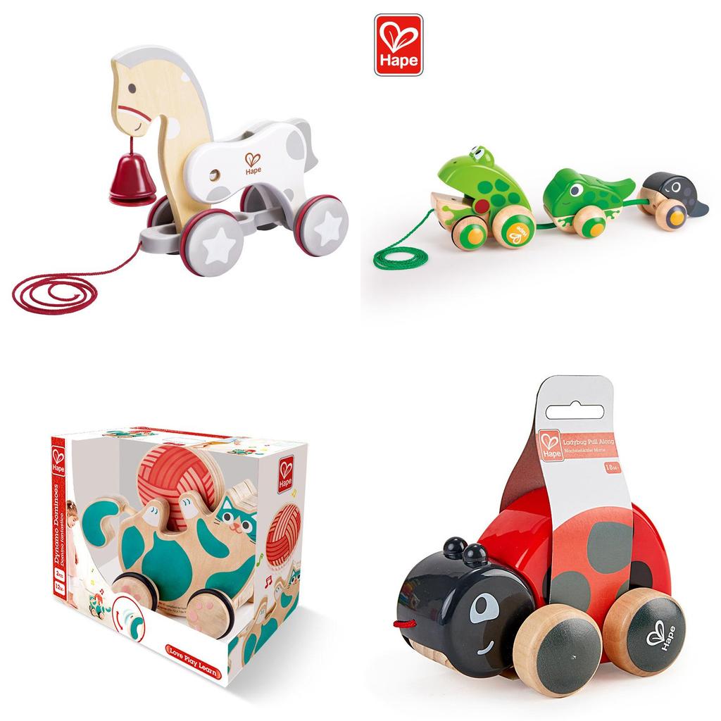 Wooden Pull Toy Frog Family For Toddlers Kids Baby Boys Girls Learning Active Play