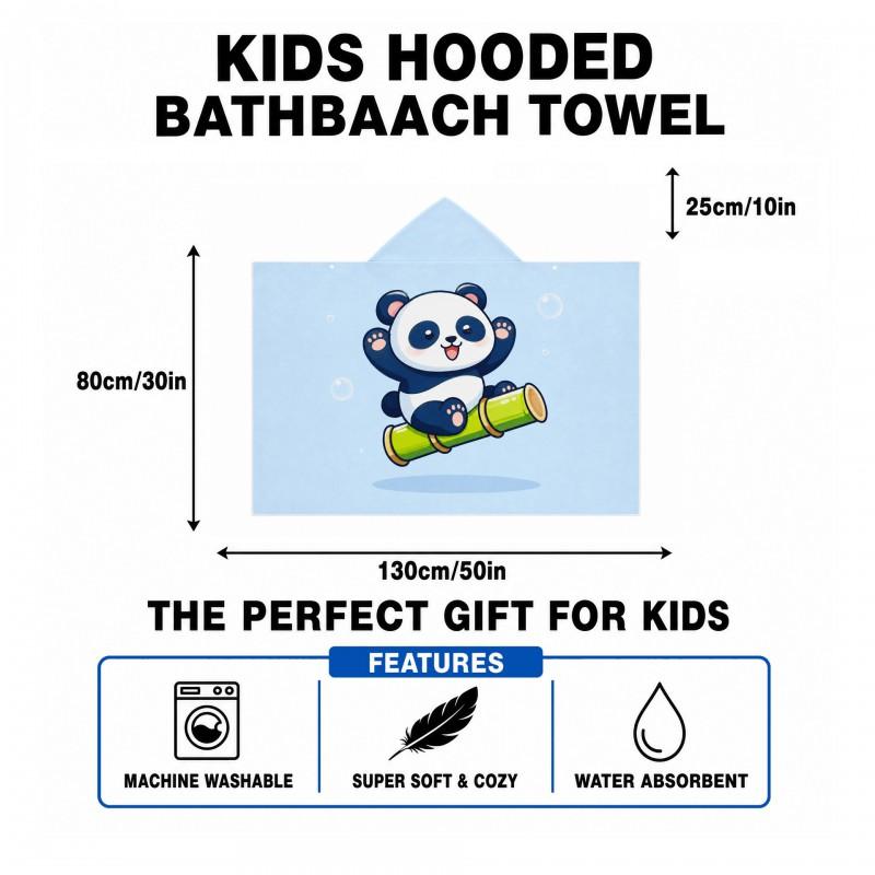 Kids Cartoon Panda Hooded Beach Towel Quick Dry Microfiber Bath Pool Travel