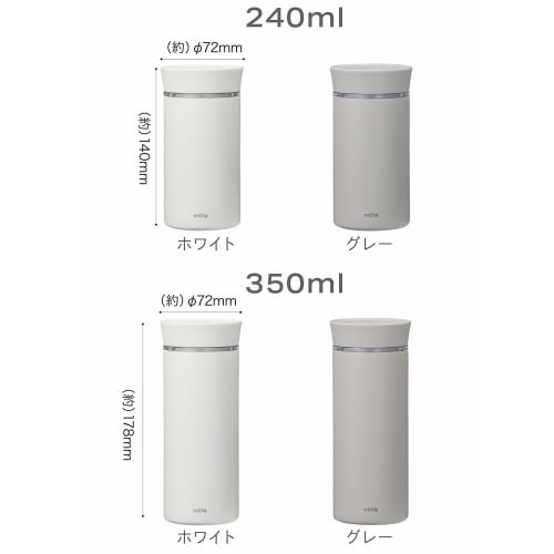 CB Japan Water Bottle, White, Dishwasher Safe, 350ml, Direct Drinking, Stainless Steel Bottle, Vacuum Insulated, EL Bottle, Mlte
