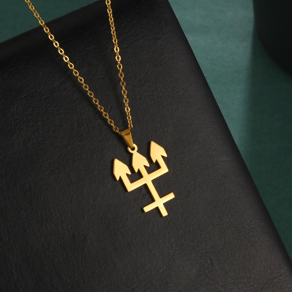 Cazador Trident Inverted Cross Pendant Necklace For Women Men Stainless Steel Chain Necklaces Jewelry Acero Joyeria New 2026