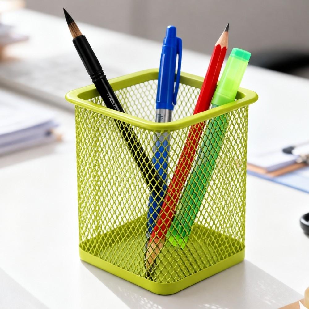 2 pcs Metal Pen Holder Solid Structure Desktop Organizer Desk Container Stationery Sorting