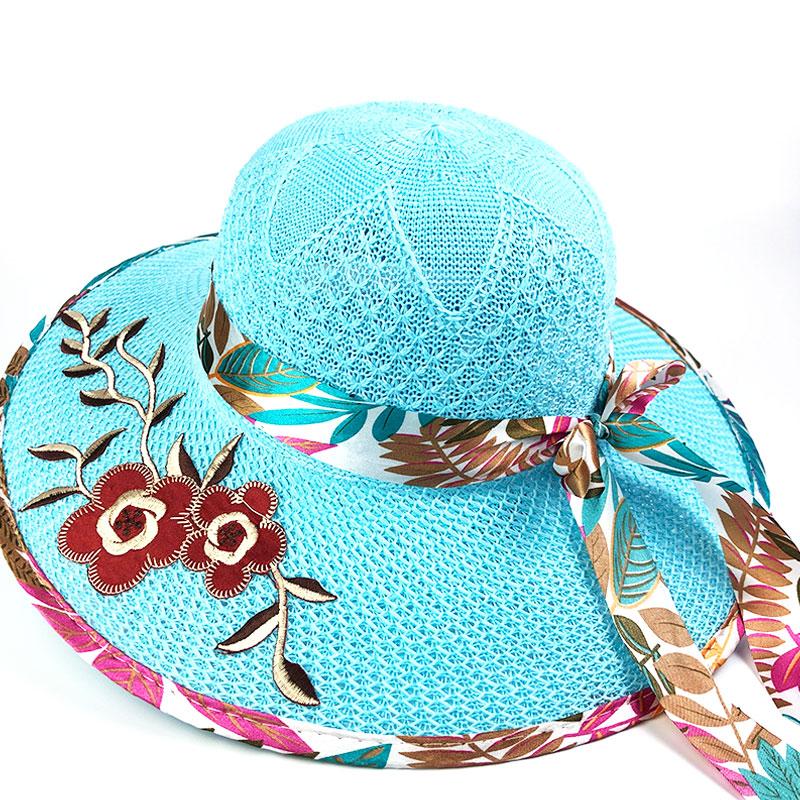 1 шт. дышащая цветочная вышивка летняя уличная широкополая шляпа от солнца из хлопковой пряжи складная портативная