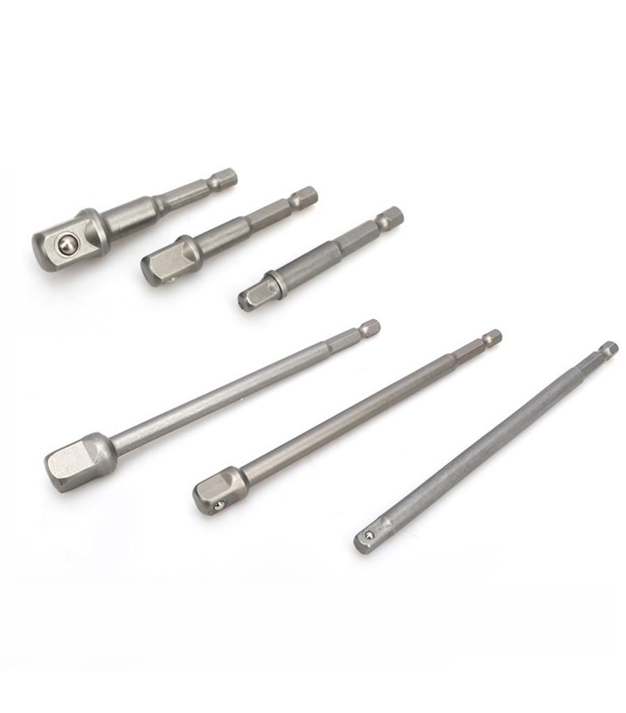 Universal 6PCS 6" & 2.8" Impact Grade Socket Adapter Set 1/4" 3/8" 1/2" Drive 1/4" Hex Shank