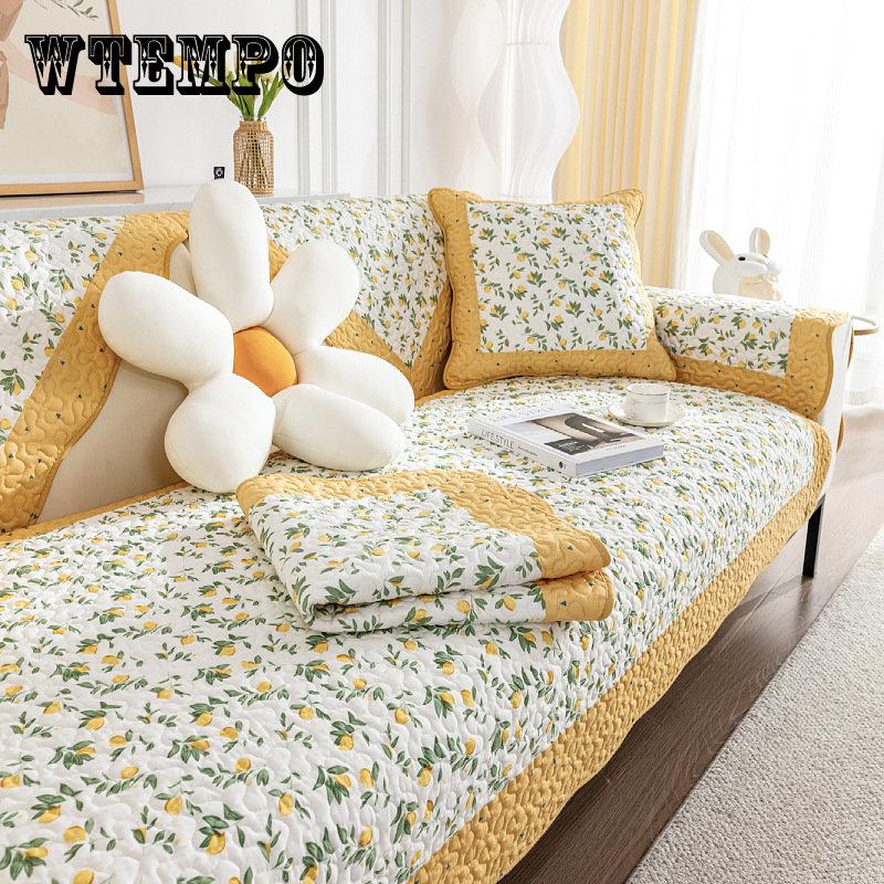 Всесезонная универсальная моющаяся саржевая хлопковая диванная подушка с принтом, корейская маленькая свежая лоскутная противоскользящая диванная подушка, полотенце