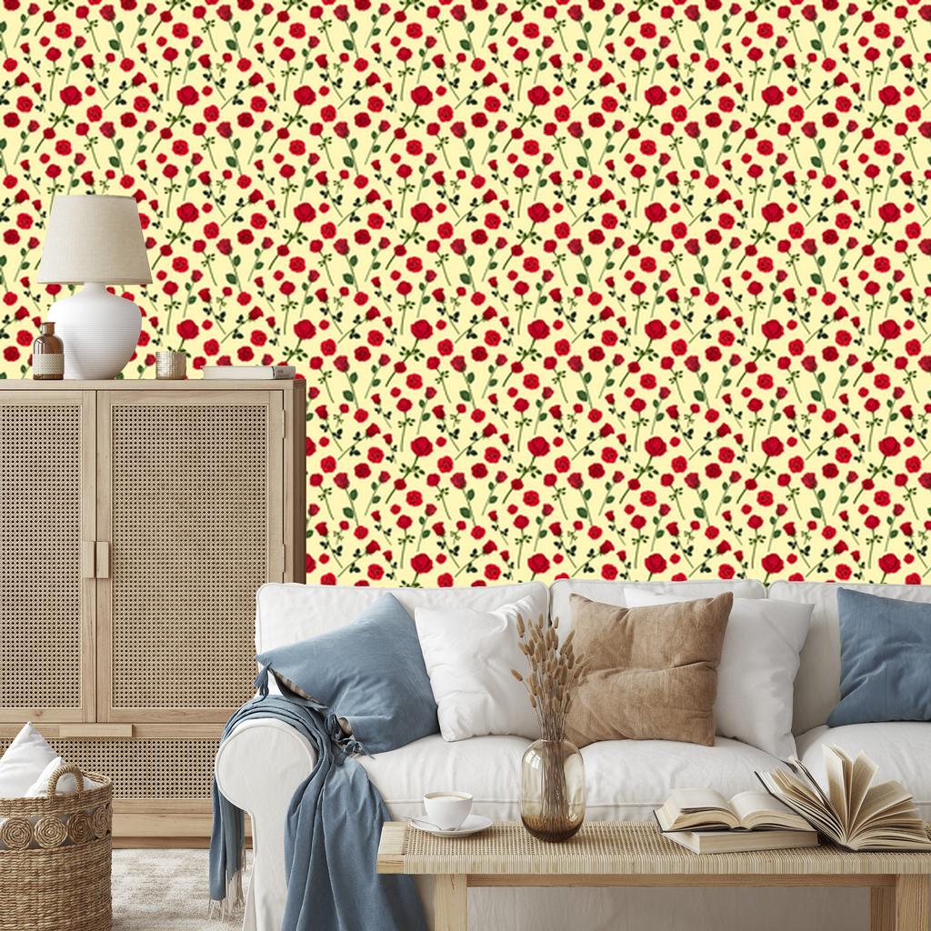 Roses Cream Wallpaper 50x1000