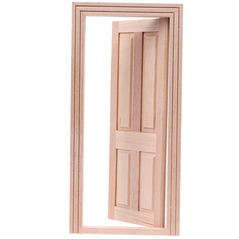 1/12 Кукольный домик Миниатюра 4 Панель Интерьер Деревянная Дверь Diy Модель Аксессуары Игрушки