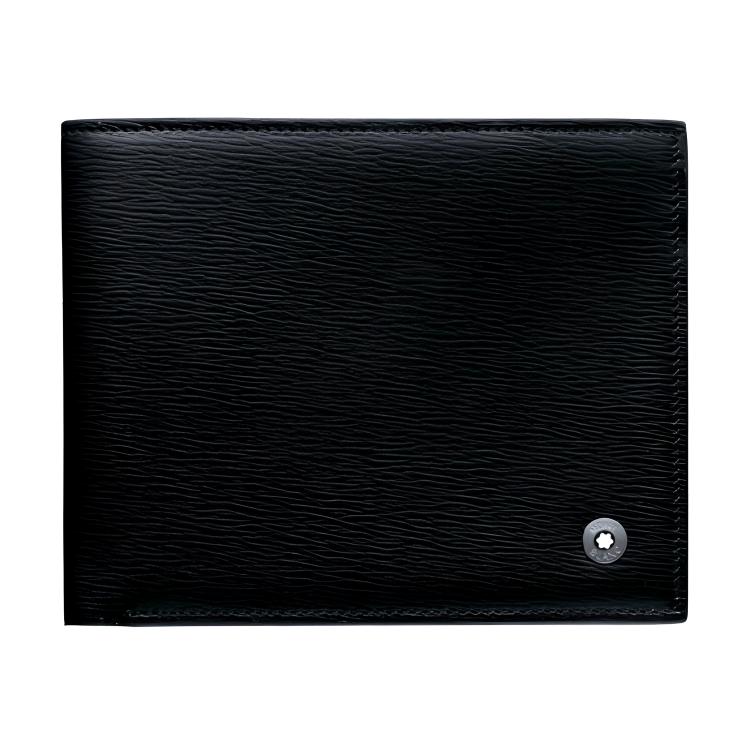 Montblanc Серия "Городская Элегантность" Короткий двойной складной кожаный кошелек Мужской кошелек Черный 103401