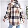 1116 autumn new lapel single-breasted plaid shirt