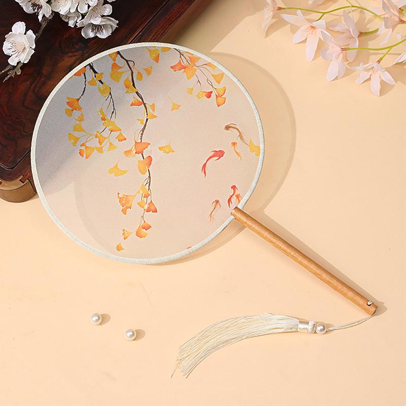 Винтажный круглый печатный веер китайский танцевальный летний классический костюм чонсам женский ханьфу кисточка веер