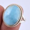 Natural Republic Larimar Gemstone Handmade 925 Sterling Silver Ring S.9" i0P53